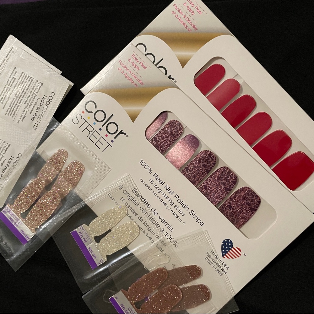 Color Street Red, Pink, and Gold Nail Strips